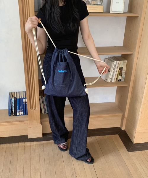 Port（ポート）の「【 Port / ポート 】 ワンポイント ロゴ デニム ナップサック #（バックパック/リュック・レディース・ピンク/ネイビー/ライトブルー・FREE）」の8枚目の写真