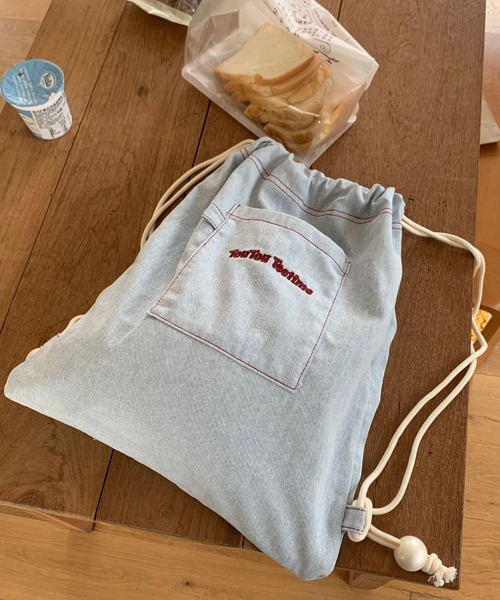 Port（ポート）の「【 Port / ポート 】 ワンポイント ロゴ デニム ナップサック #（バックパック/リュック・レディース・ピンク/ネイビー/ライトブルー・FREE）」の14枚目の写真