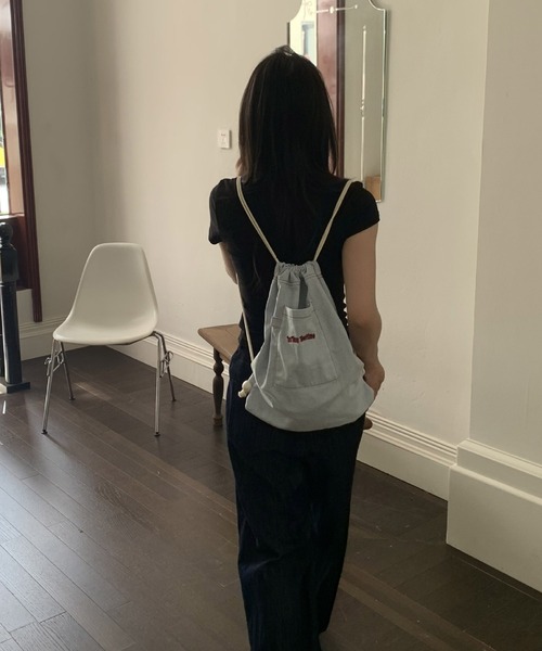 Port（ポート）の「【 Port / ポート 】 ワンポイント ロゴ デニム ナップサック #（バックパック/リュック・レディース・ピンク/ネイビー/ライトブルー・FREE）」の6枚目の写真