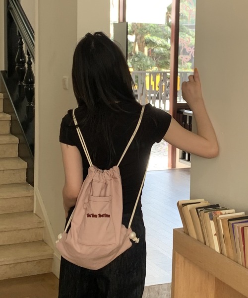 Port（ポート）の「【 Port / ポート 】 ワンポイント ロゴ デニム ナップサック #（バックパック/リュック・レディース・ピンク/ネイビー/ライトブルー・FREE）」の11枚目の写真