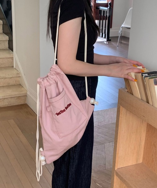 Port（ポート）の「【 Port / ポート 】 ワンポイント ロゴ デニム ナップサック #（バックパック/リュック・レディース・ピンク/ネイビー/ライトブルー・FREE）」の12枚目の写真