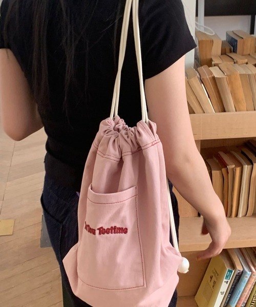 Port（ポート）の「【 Port / ポート 】 ワンポイント ロゴ デニム ナップサック #（バックパック/リュック・レディース・ピンク/ネイビー/ライトブルー・FREE）」の13枚目の写真