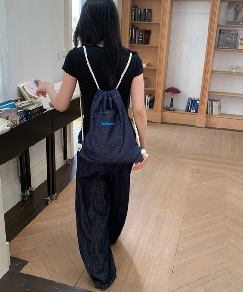 Port（ポート）の「【 Port / ポート 】 ワンポイント ロゴ デニム ナップサック #（バックパック/リュック・レディース・ピンク/ネイビー/ライトブルー・FREE）」の9枚目の写真