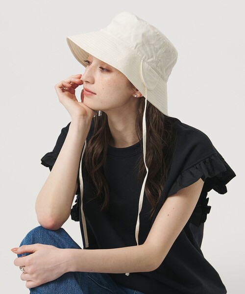 KIJIMA TAKAYUKI（キジマ　タカユキ）の「＜KIJIMA TAKAYUKI＞K バケットハット（ハット・レディース・オフホワイト/ブラック・FREE）」の3枚目の写真