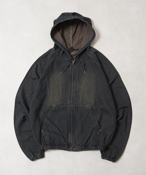 1111clothing(ワンフォークロージング)の「【セットアップ可能】12oz デニム ジップパーカー / 12oz Denim Zip Hoodie(デニムジャケット・メンズ・ネイビー/カモフラージュ/ブラック/ブルー・M/L)」の16枚目の写真