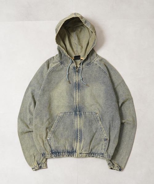 1111clothing(ワンフォークロージング)の「【セットアップ可能】12oz デニム ジップパーカー / 12oz Denim Zip Hoodie(デニムジャケット・メンズ・ネイビー/カモフラージュ/ブラック/ブルー・M/L)」の17枚目の写真