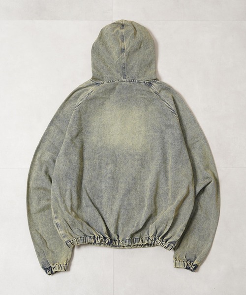 1111clothing(ワンフォークロージング)の「【セットアップ可能】12oz デニム ジップパーカー / 12oz Denim Zip Hoodie(デニムジャケット・メンズ・ネイビー/カモフラージュ/ブラック/ブルー・M/L)」の18枚目の写真