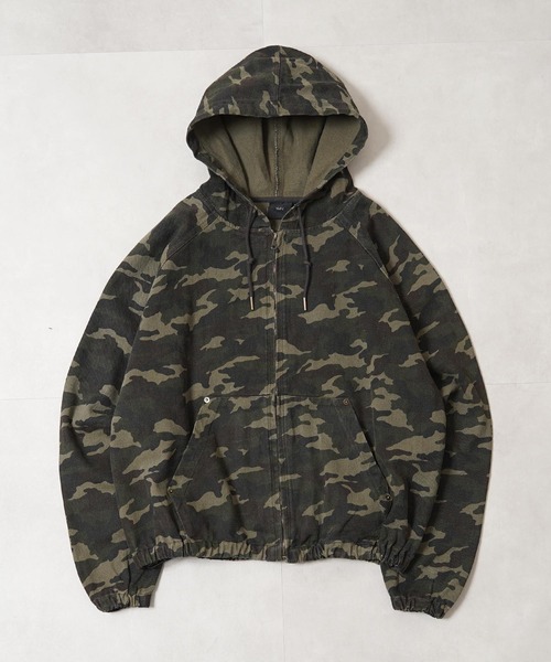 1111clothing(ワンフォークロージング)の「【セットアップ可能】12oz デニム ジップパーカー / 12oz Denim Zip Hoodie(デニムジャケット・メンズ・ネイビー/カモフラージュ/ブラック/ブルー・M/L)」の19枚目の写真