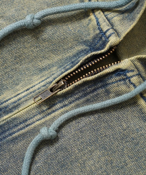 1111clothing(ワンフォークロージング)の「【セットアップ可能】12oz デニム ジップパーカー / 12oz Denim Zip Hoodie(デニムジャケット・メンズ・ネイビー/カモフラージュ/ブラック/ブルー・M/L)」の7枚目の写真