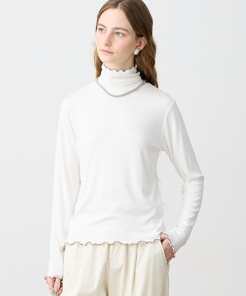 LE SOUK HOLIDAY（ルスークホリデー）の「メローハイネックプルオーバー（Tシャツ/カットソー・レディース・オフホワイト/ライトグレー/イエロー・M/L）」の2枚目の写真