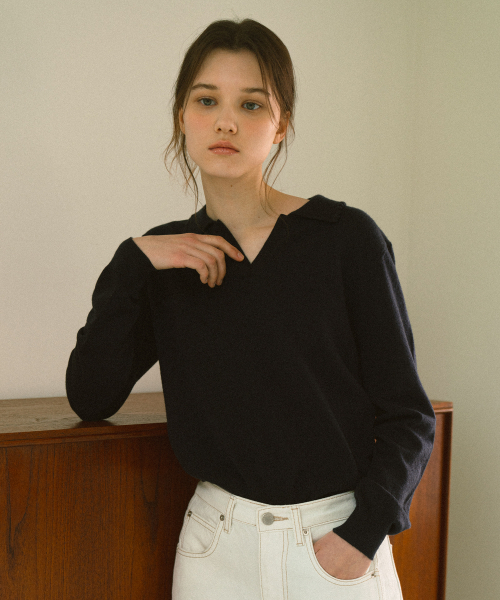 YUPPE(ヨッペ)の「フリルカラー ニット_ネイビー(ニット/セーター・レディース・その他・ONE)」の2枚目の写真