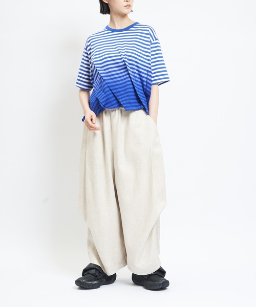 gomme(ゴム)の「ビッグタックリネンパンツ(その他パンツ・レディース・ブラック/キナリ・MEDIUM)」の5枚目の写真
