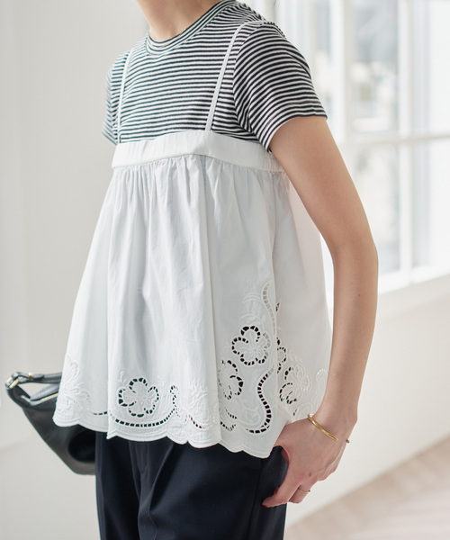 Spick & Span(スピックアンドスパン)の「カットワークエンブロイダリーキャミソール(キャミソール・レディース・ホワイト/ブラック・FREE)」の2枚目の写真