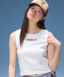 HOLLOW OUT OVAL LOGO TANK TOP