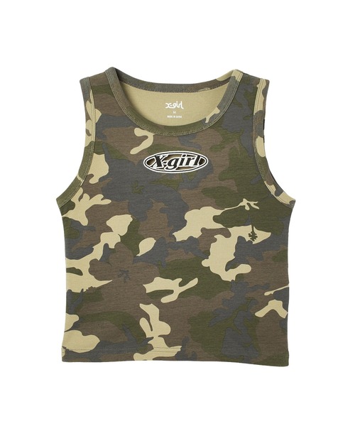 X-girl（エックスガール）の「HOLLOW OUT OVAL LOGO TANK TOP（タンクトップ・レディース・ブラック/ホワイト/カモフラージュ・ONE SIZE）」の10枚目の写真