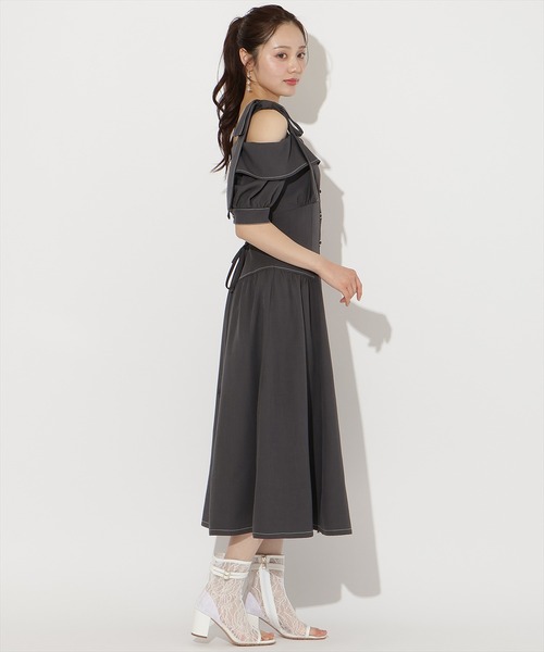 WILLSELECTION(ウィルセレクション)の「リボンオフショルワンピース(ワンピース・レディース・サックスブルー/ミント/ネイビー/ピンク/チャコールグレー・FREE)」の10枚目の写真