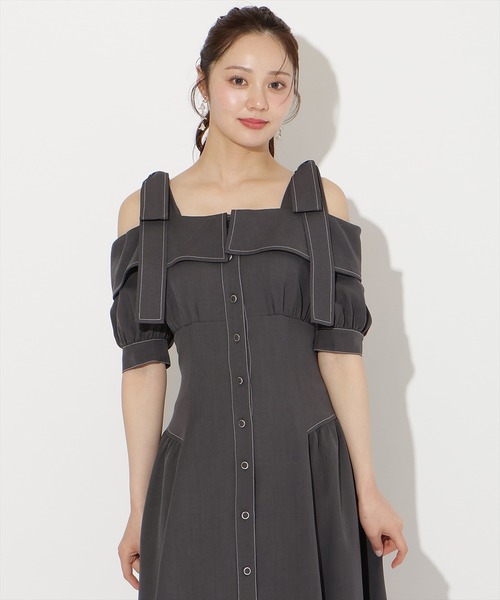 WILLSELECTION(ウィルセレクション)の「リボンオフショルワンピース(ワンピース・レディース・サックスブルー/ミント/ネイビー/ピンク/チャコールグレー・FREE)」の12枚目の写真
