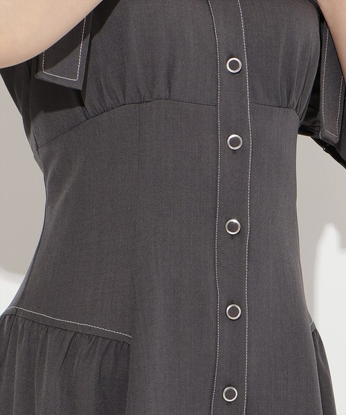 WILLSELECTION(ウィルセレクション)の「リボンオフショルワンピース(ワンピース・レディース・サックスブルー/ミント/ネイビー/ピンク/チャコールグレー・FREE)」の14枚目の写真