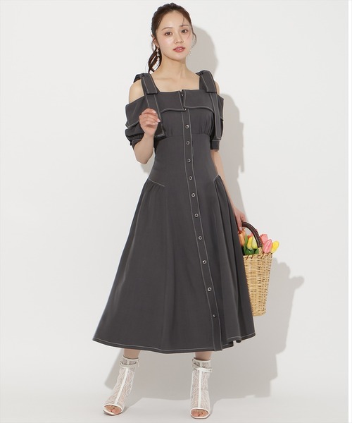 WILLSELECTION(ウィルセレクション)の「リボンオフショルワンピース(ワンピース・レディース・サックスブルー/ミント/ネイビー/ピンク/チャコールグレー・FREE)」の15枚目の写真