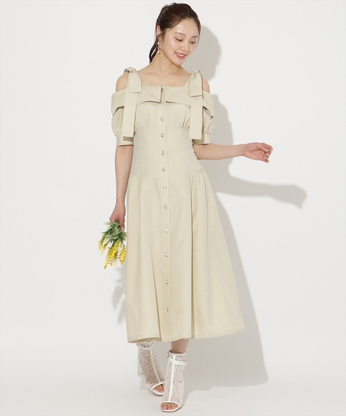 WILLSELECTION(ウィルセレクション)の「リボンオフショルワンピース(ワンピース・レディース・サックスブルー/ミント/ネイビー/ピンク/チャコールグレー・FREE)」の16枚目の写真