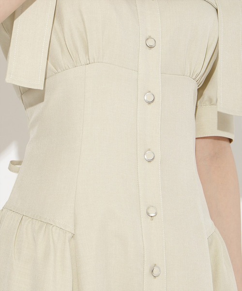 WILLSELECTION(ウィルセレクション)の「リボンオフショルワンピース(ワンピース・レディース・サックスブルー/ミント/ネイビー/ピンク/チャコールグレー・FREE)」の19枚目の写真