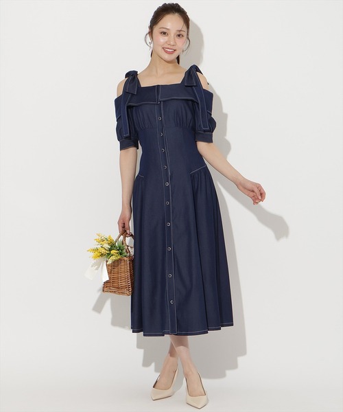 WILLSELECTION(ウィルセレクション)の「リボンオフショルワンピース(ワンピース・レディース・サックスブルー/ミント/ネイビー/ピンク/チャコールグレー・FREE)」の22枚目の写真