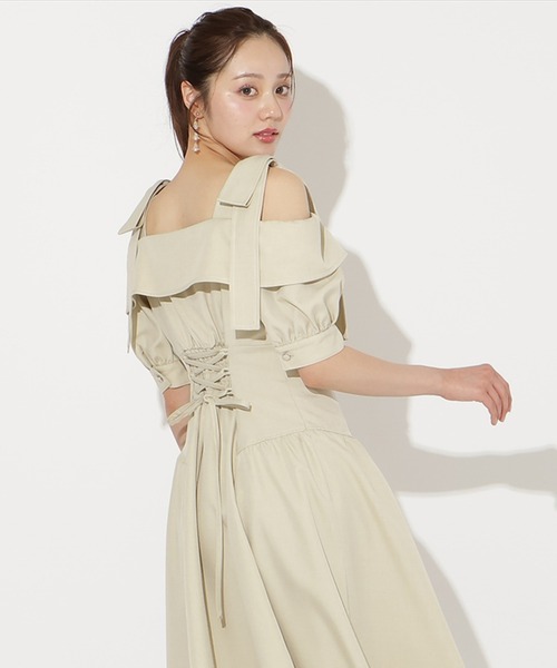 WILLSELECTION(ウィルセレクション)の「リボンオフショルワンピース(ワンピース・レディース・サックスブルー/ミント/ネイビー/ピンク/チャコールグレー・FREE)」の8枚目の写真