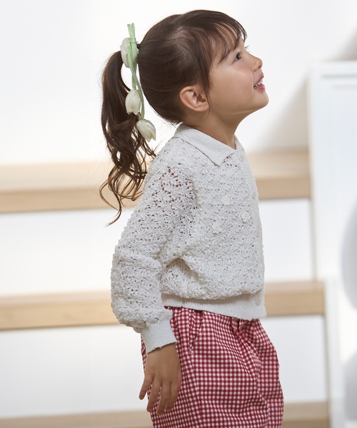 petit main(プティマイン)の「衿つきニットカーディガン(カーディガン/ボレロ・キッズ・アイボリー/モカ・S(80-90cm)/M(100-110cm)/L(120-130cm))」の3枚目の写真