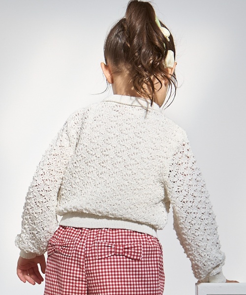 petit main(プティマイン)の「衿つきニットカーディガン(カーディガン/ボレロ・キッズ・アイボリー/モカ・S(80-90cm)/M(100-110cm)/L(120-130cm))」の4枚目の写真
