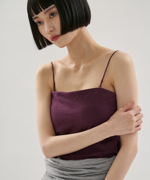 UNDERSON UNDERSON(アンダーソン アンダーソン)の「WASHIFABRICベアトップキャミソール/カップ付き(キャミソール・レディース・ライム/ワインレッド・0/1/2)」の3枚目の写真