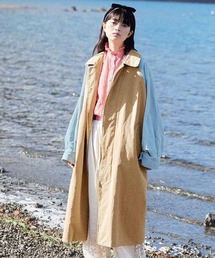 MEDE19F デニムスリーブウォッシュドバルマカーンコート〈ベージュ〉