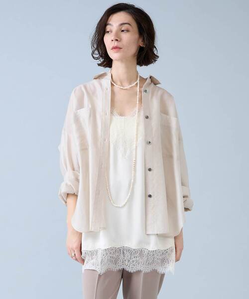 Liesse（リエス）の「レーストリムキャミソール（シャツ/ブラウス・レディース・アイボリー/ブラウン/ネイビー・FREE）」の5枚目の写真