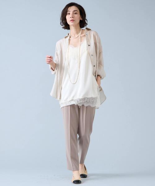 Liesse（リエス）の「レーストリムキャミソール（シャツ/ブラウス・レディース・アイボリー/ブラウン/ネイビー・FREE）」の6枚目の写真