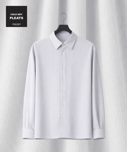 UNITED TOKYO（ユナイテッドトウキョウ）の「【再入荷なし】COLD DRY PLEATS レギュラーカラーシャツ　｜接触冷感/通気性/イージーケア/軽量/防シワ/春服（シャツ/ブラウス・メンズ・ブラック/オフホワイト/ネイビー/ライトグレー・1/2）」の3枚目の写真