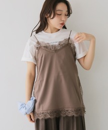 cheriella | 【cheriella】<新色ブラウン追加!>サテンレースレイヤードキャミソール SATIN LACE LAYERED CAMISOLE(キャミソール)