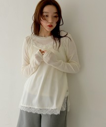 cheriella（シェリエラ）の「【cheriella】サテンレースレイヤードキャミソール　SATIN LACE LAYERED CAMISOLE（キャミソール）」