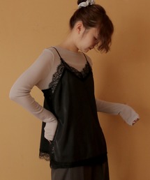 cheriella（シェリエラ）の「【cheriella】サテンレースレイヤードキャミソール　SATIN LACE LAYERED CAMISOLE（キャミソール）」