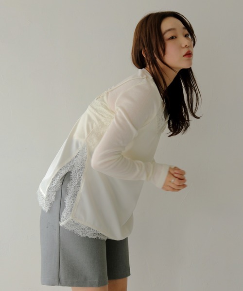 cheriella（シェリエラ）の「【cheriella】サテンレースレイヤードキャミソール　SATIN LACE LAYERED CAMISOLE（キャミソール・レディース・ブラック/アイボリー・FREE）」の8枚目の写真