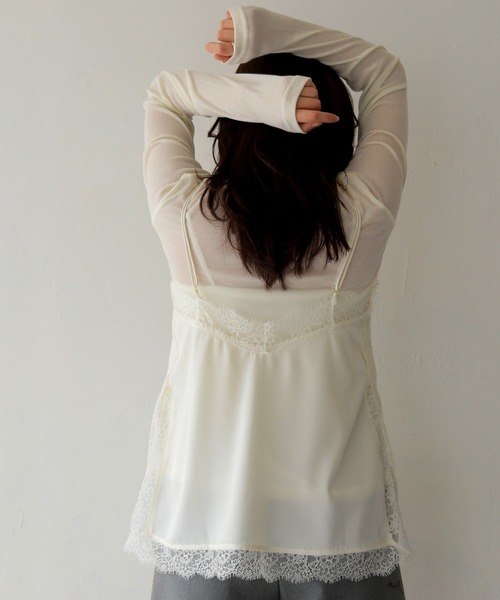 cheriella（シェリエラ）の「【cheriella】サテンレースレイヤードキャミソール　SATIN LACE LAYERED CAMISOLE（キャミソール・レディース・ブラック/アイボリー・FREE）」の11枚目の写真