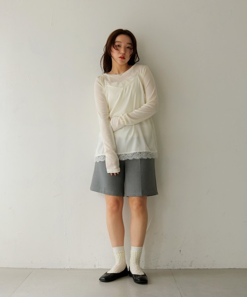 cheriella（シェリエラ）の「【cheriella】サテンレースレイヤードキャミソール　SATIN LACE LAYERED CAMISOLE（キャミソール・レディース・ブラック/アイボリー・FREE）」の12枚目の写真