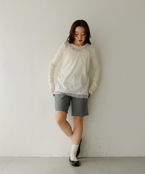 cheriella（シェリエラ）の「【cheriella】サテンレースレイヤードキャミソール　SATIN LACE LAYERED CAMISOLE（キャミソール・レディース・ブラック/アイボリー・FREE）」の14枚目の写真