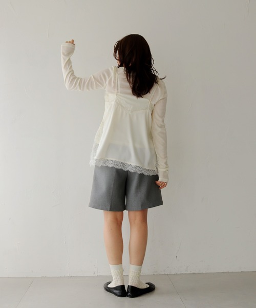 cheriella（シェリエラ）の「【cheriella】サテンレースレイヤードキャミソール　SATIN LACE LAYERED CAMISOLE（キャミソール・レディース・ブラック/アイボリー・FREE）」の15枚目の写真