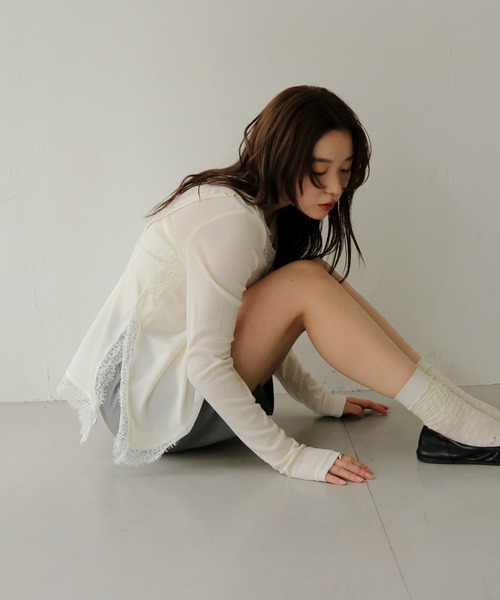 cheriella（シェリエラ）の「【cheriella】サテンレースレイヤードキャミソール　SATIN LACE LAYERED CAMISOLE（キャミソール・レディース・ブラック/アイボリー・FREE）」の16枚目の写真