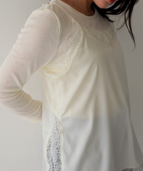 cheriella（シェリエラ）の「【cheriella】サテンレースレイヤードキャミソール　SATIN LACE LAYERED CAMISOLE（キャミソール・レディース・ブラック/アイボリー・FREE）」の17枚目の写真