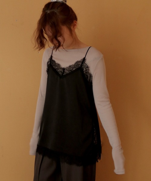 cheriella(シェリエラ)の「【cheriella】<新色ブラウン追加!>サテンレースレイヤードキャミソール SATIN LACE LAYERED CAMISOLE(キャミソール・レディース・ブラック/アイボリー/ブラウン・FREE)」の20枚目の写真