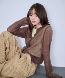 Dita Muaj. | 【2点SET】モヘア透かし編みカーディガン/ベストレイヤードセット(カーディガン/ボレロ)