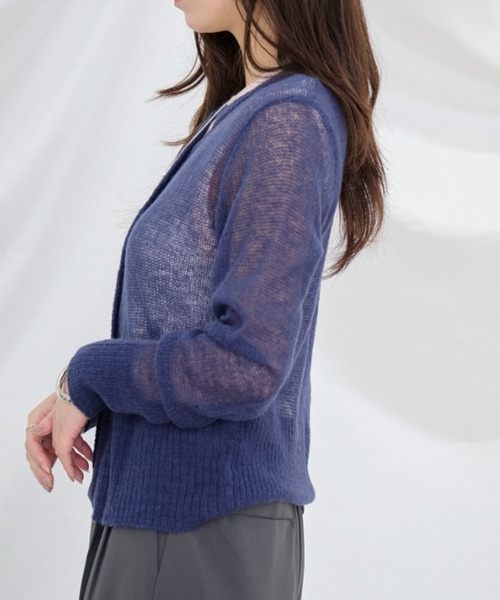 Dita Muaj.（ディータムアージュ）の「【2点SET】モヘア透かし編みカーディガン/ベストレイヤードセット（カーディガン/ボレロ・レディース・ネイビー/ブラウン・FREE）」の13枚目の写真