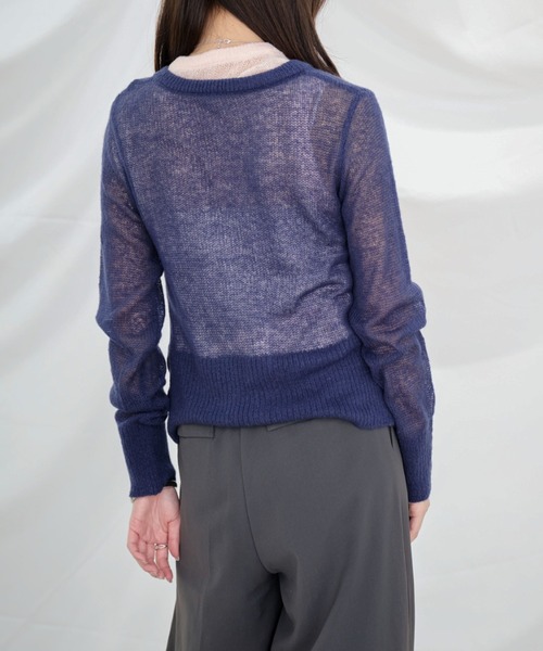 Dita Muaj.（ディータムアージュ）の「【2点SET】モヘア透かし編みカーディガン/ベストレイヤードセット（カーディガン/ボレロ・レディース・ネイビー/ブラウン・FREE）」の14枚目の写真