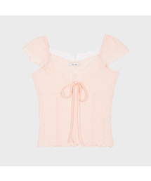 Jacquard Gathered Top (Light Pink)
