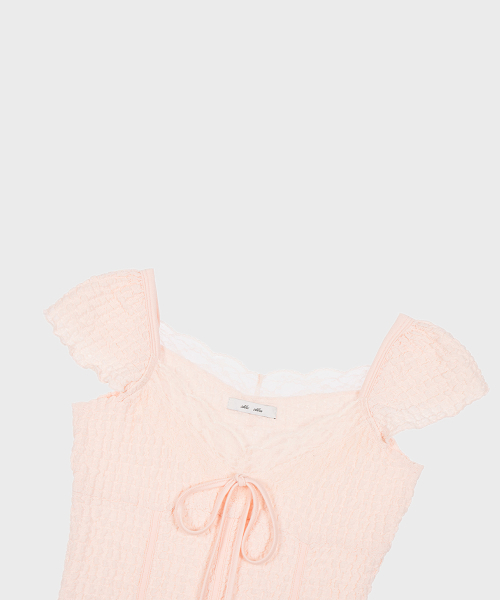 ALKI ALKA(アルキアルカ)の「Jacquard Gathered Top (Light Pink)(Tシャツ/カットソー・レディース・ライトピンク・MEDIUM/SMALL)」の6枚目の写真